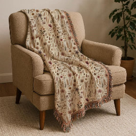 Manta Vintage Herbarium Pressed Flower Throw Blanket