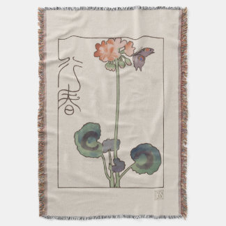 Manta Vintage Japanese Spring Art: Geranium & Butterfly