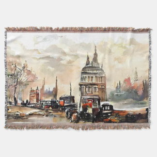 Manta Vintage London Street Scene Art Throw