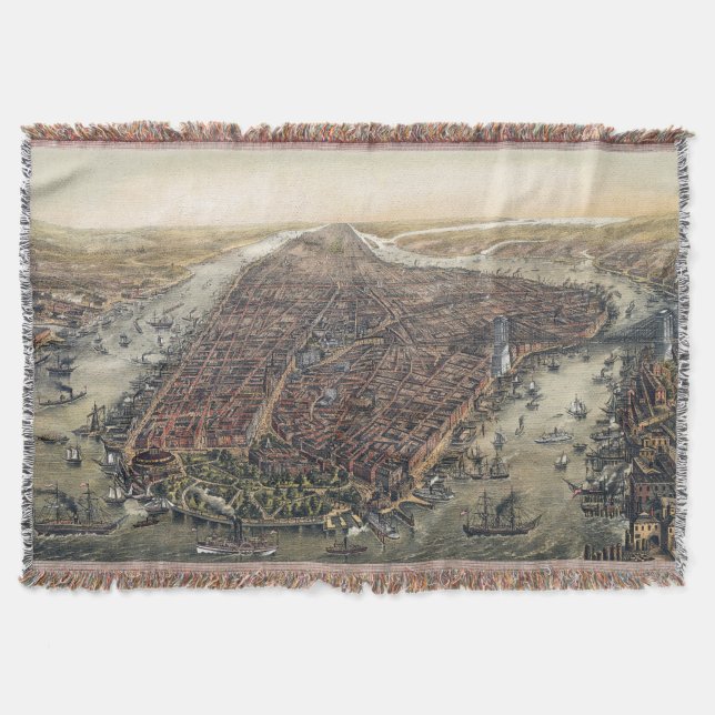 Manta Vintage New York City, Manhattan, Brooklyn Bridge (Anverso)