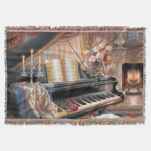 Manta Vintage Piano Home Throw Blanket