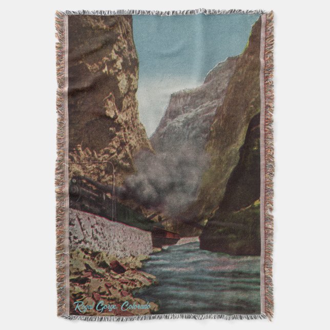 Manta Vintage Royal Gorge Locomotive Throw Blanket (Frente vertical)