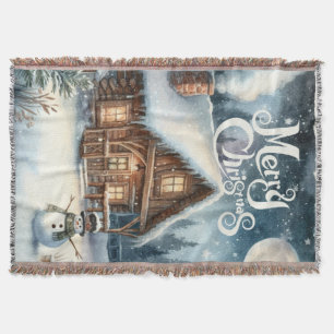Manta Vintage/Rustic/Snowman/Navidades