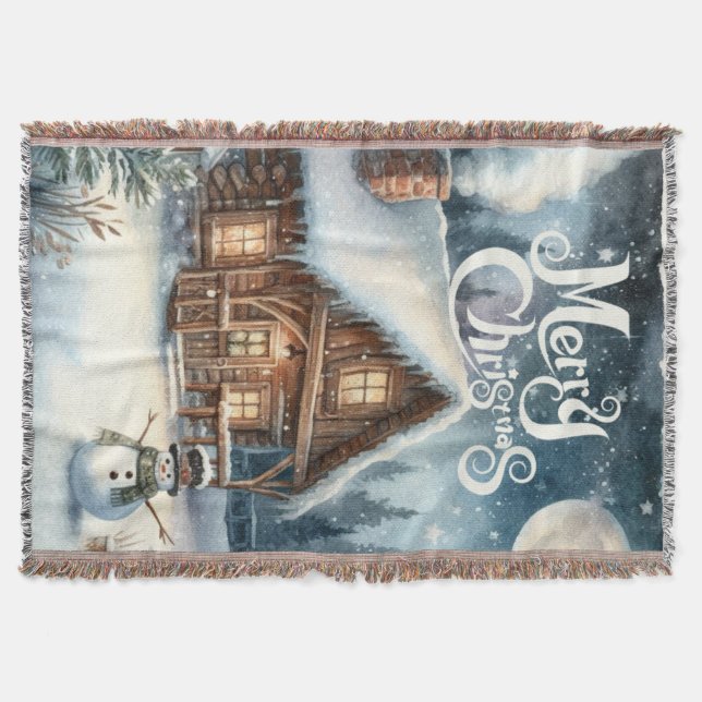 Manta Vintage/Rustic/Snowman/Navidades (Anverso)