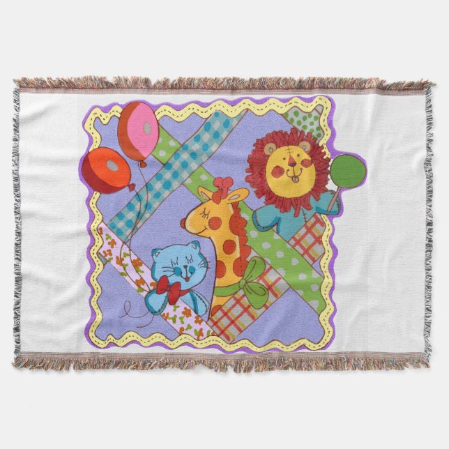 Manta Vintage Safari Animals Throw Blanket (Anverso)