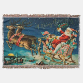 Manta Vintage Santa Claus Sleigh Navidades