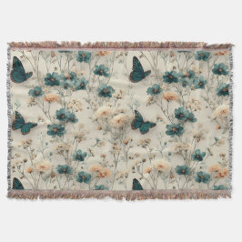 Manta Vintage Spring Flowers and Butterflies