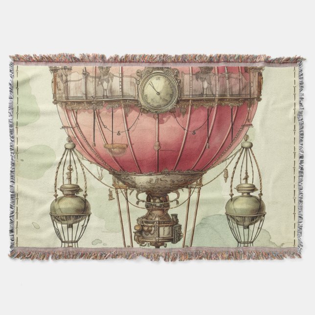 Manta Vintage Steampunk Pink Hot Air Balloon (2) (Anverso)