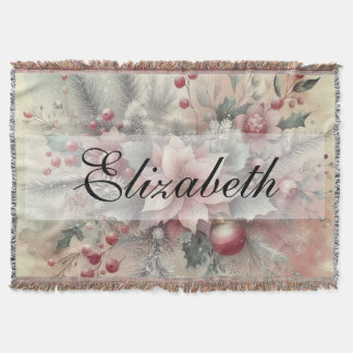 Manta Vintage Watercolor Navidades Floral y Ornamentos