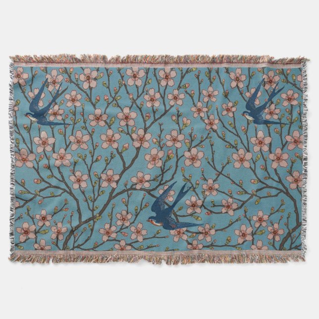 Manta Walter Crane Almond Blossom y Swallow (Anverso)