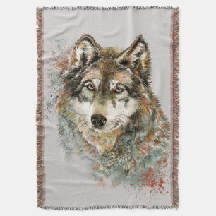 Manta Watercolor Gray Wolf Animal Wildlife Nature Art