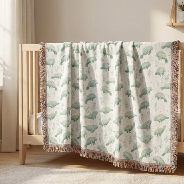 Manta Watercolor Manatee Nursery Blanket (Watercolor Manatee Nursery Blanket)