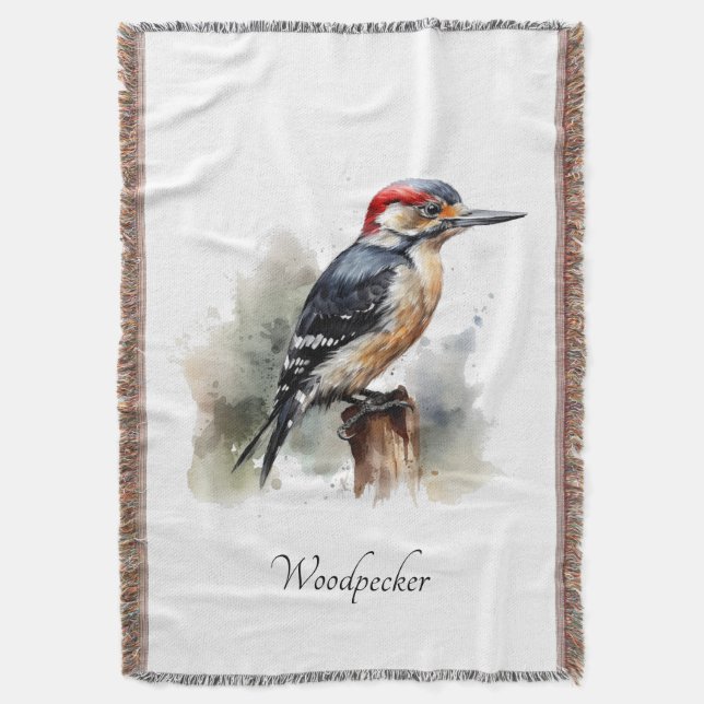 Manta Watercolor Woodpecker Woodland, personalizado