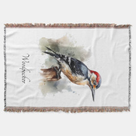 Manta Watercolor Woodpecker Woodland, personalizado