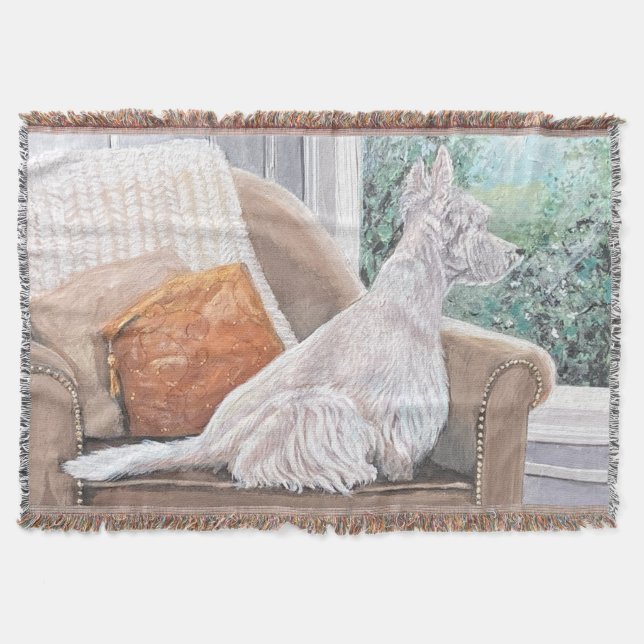 Manta Westie Mirando hacia fuera una ventana (Anverso)