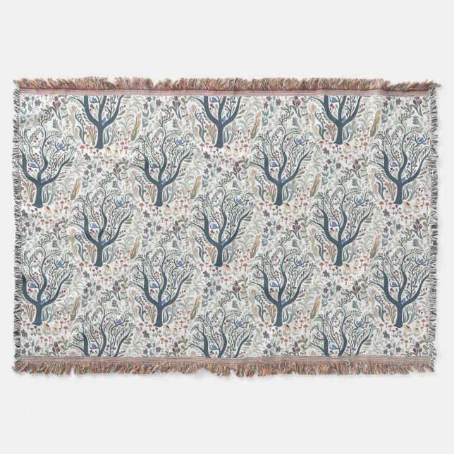 Manta Whimsical Folk Art Forest Earth Tones (Anverso)