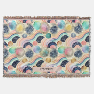 Manta Whimsical Pastel Rainbow Waves y Purpurina Resumen