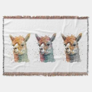 Manta Whimsical Watercolacas Alpacas