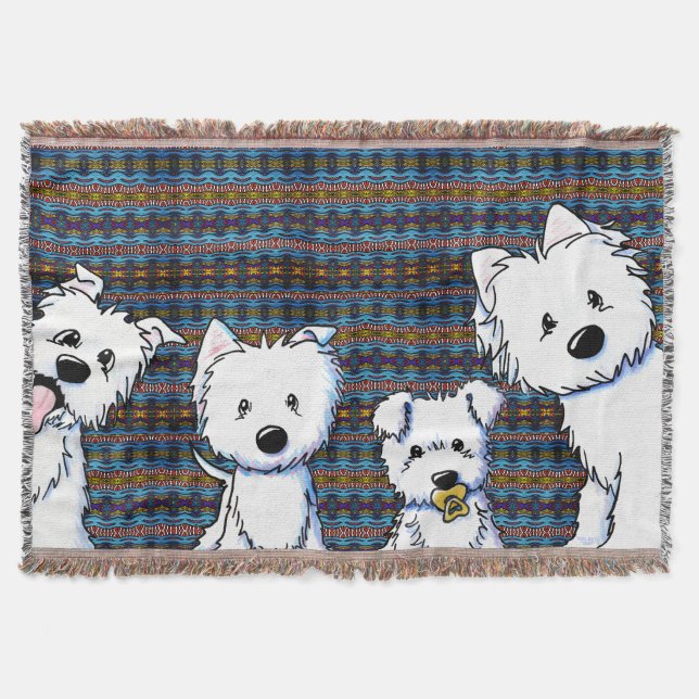 Manta Whimsical Westie Family Throw Blanket (Anverso)