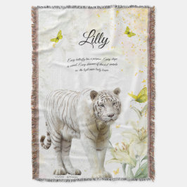 Manta White Tiger and Lilies Throw Blanket