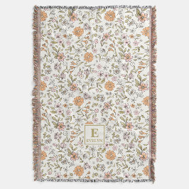 Manta Wildflower Custom Name MonogramThrow Blanket