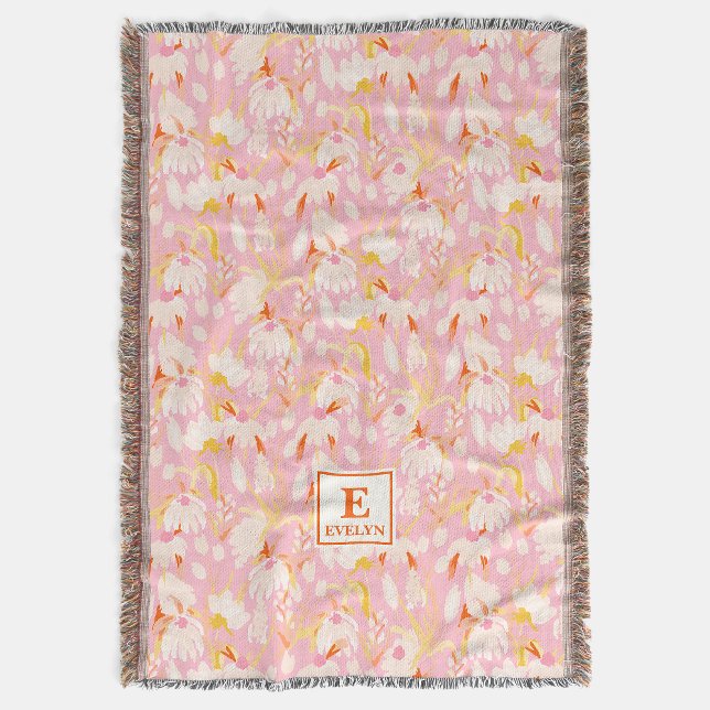 Manta Wildflower Monogram Name Throw Blanket (Subido por el creador)