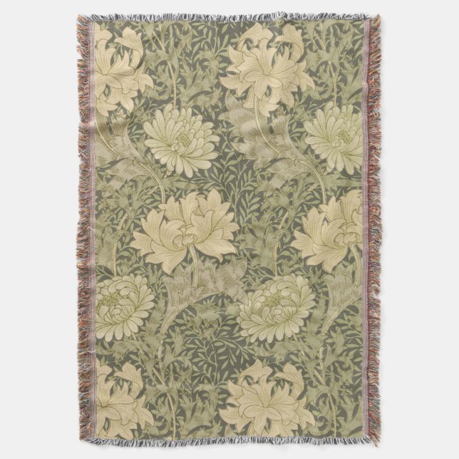 Manta William Morris Chrysanthemum Sage Flower (Frente vertical)