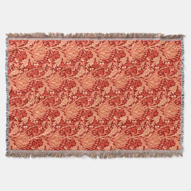Manta William Morris Damask, Naranja profundo (Anverso)