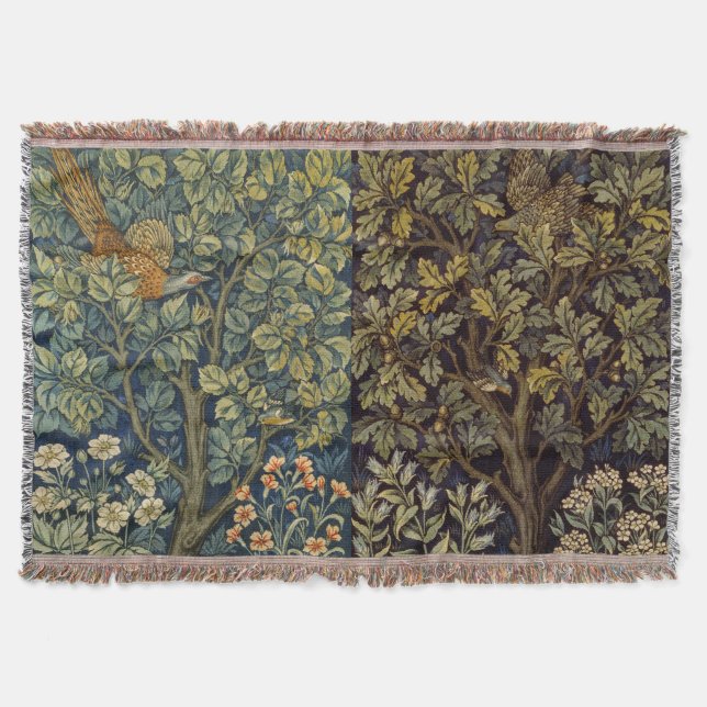Manta William Morris Faisán Árbol Flor (Anverso)