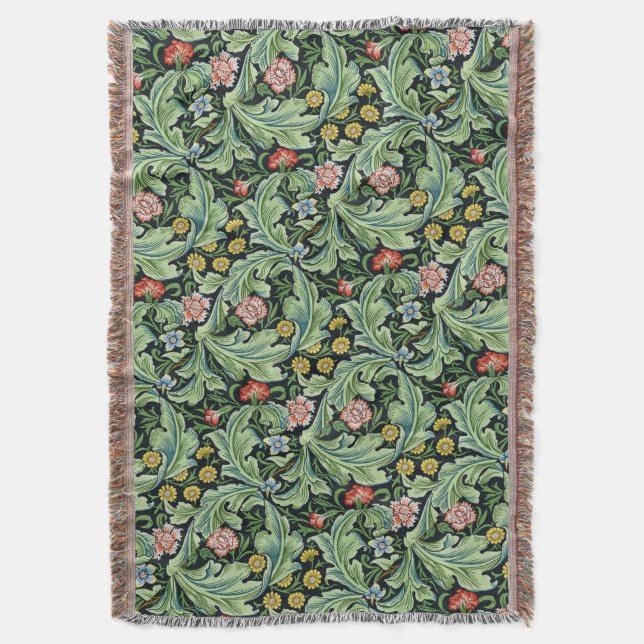 Manta William Morris Florales Carnación Verde Rosa (Frente vertical)