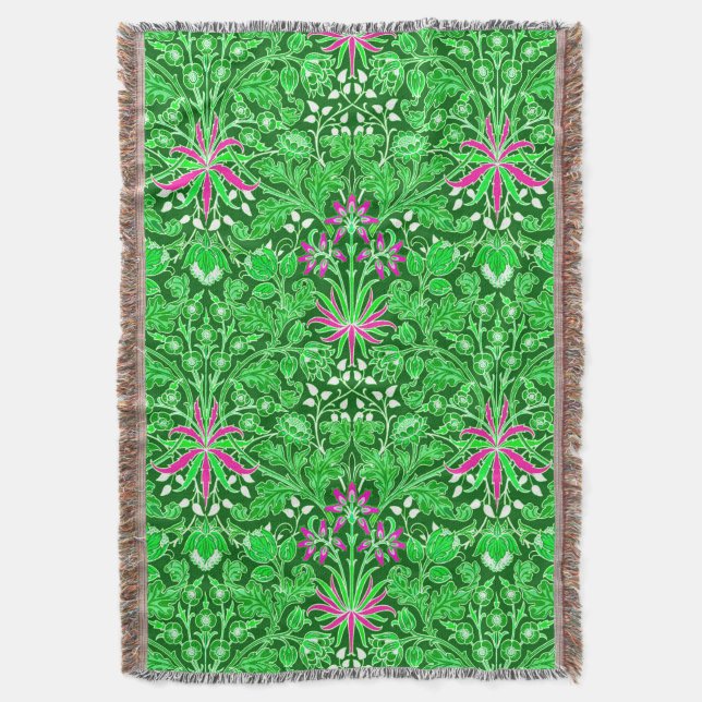 Manta William Morris Hyacinth Print Lime & Emerald Green (Frente vertical)