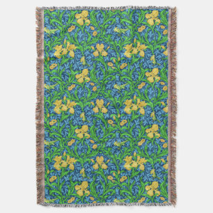Manta William Morris Irises, amarillo y azul cobalto