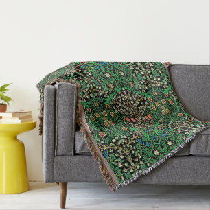 Manta William Morris Jacobean Floral, fondo negro