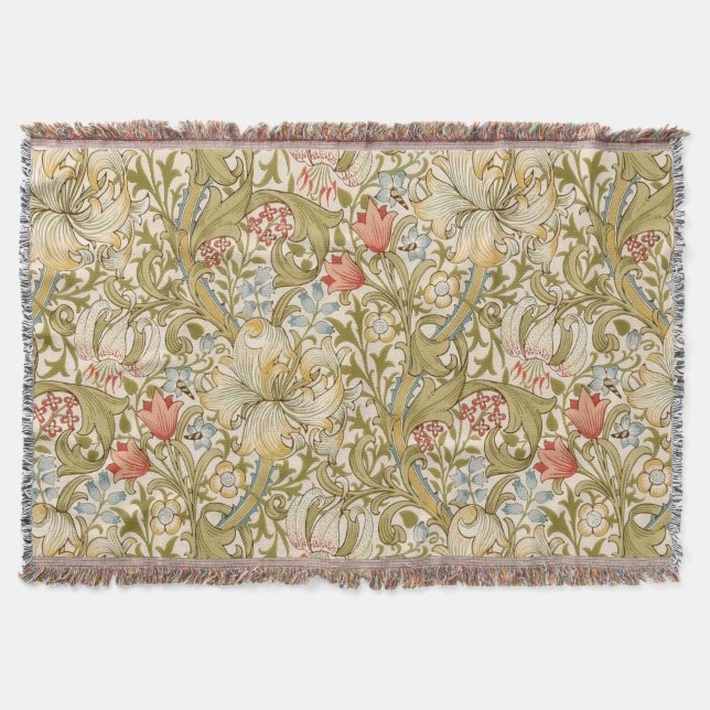 Manta William Morris Lily Art Nouveau Floral (Anverso)