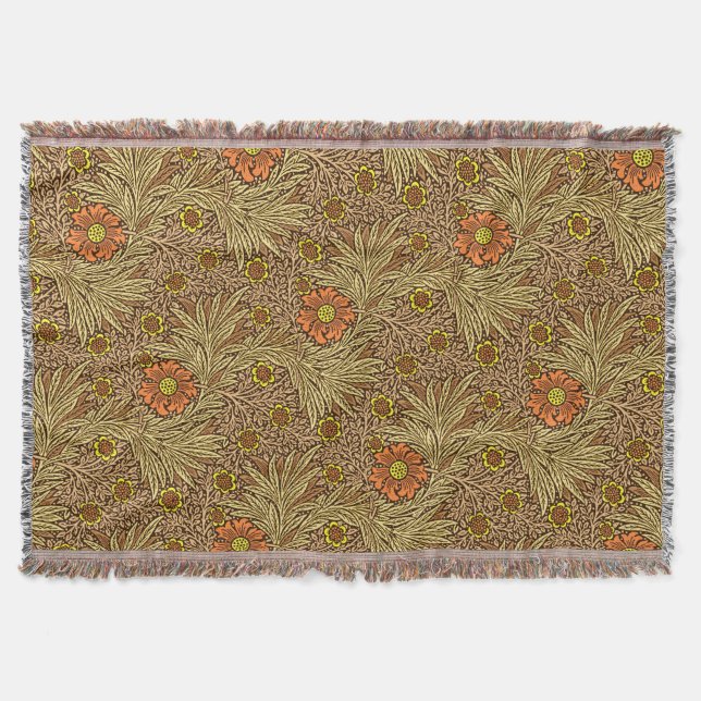 Manta William Morris Marigold, Copper Brown y Naranja (Anverso)