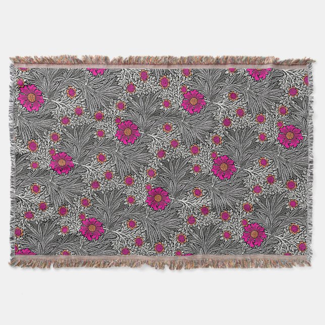 Manta William Morris Marigold, Gris / Gris y Blanco (Anverso)