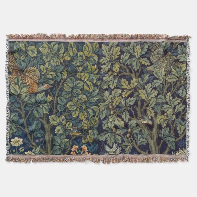 Manta William Morris Pheasant Bird Tree Woodland (Anverso)