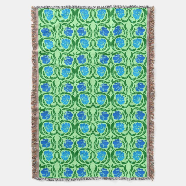 Manta William Morris Pimpernel, Blue & Lime Green (Frente vertical)