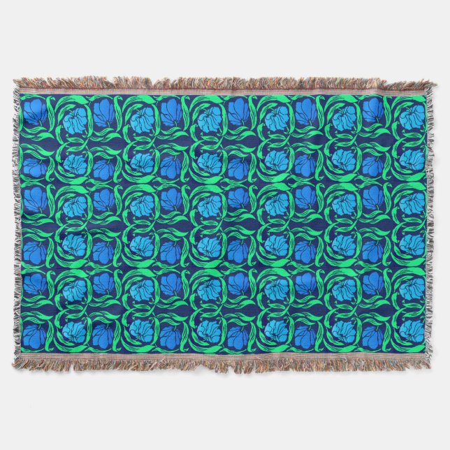 Manta William Morris Pimpernel, Cobalt Blue y Green (Anverso)
