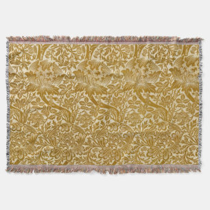 Manta William Morris Rosa y Thistle Floral Golden