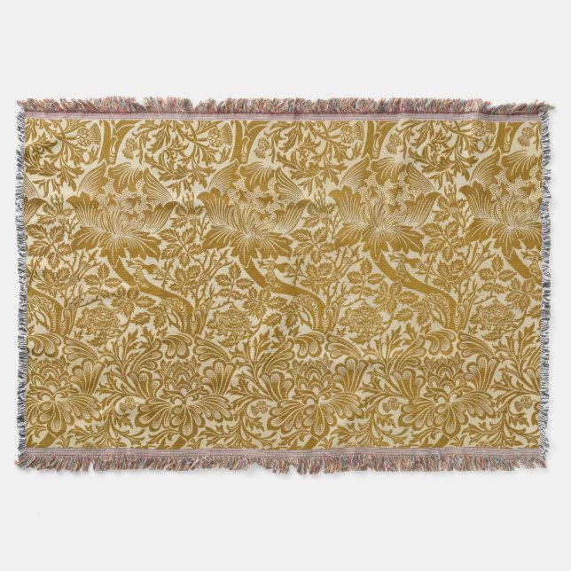 Manta William Morris Rosa y Thistle Floral Golden (Anverso)
