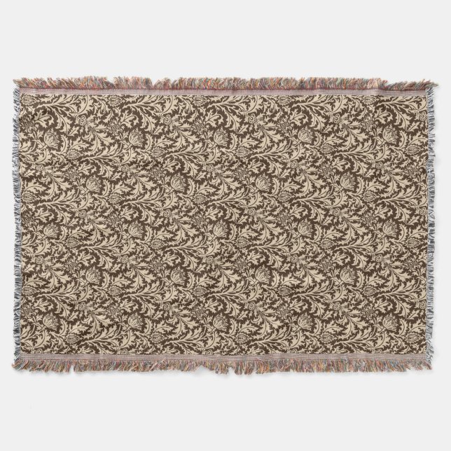 Manta William Morris Thistle Damask, Taupe Tan & Beige (Anverso)