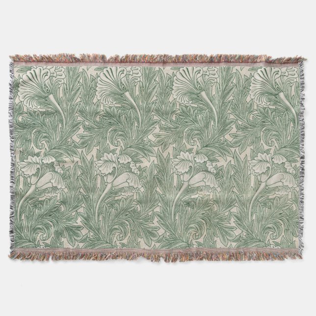 Manta William Morris Tulip Pattern Sage Green (Anverso)