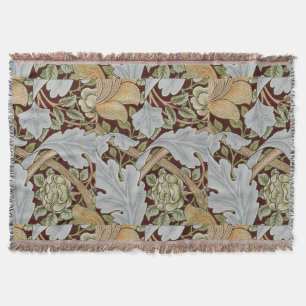 Manta William Morris Vintage Flor Floral Blanco Rojo