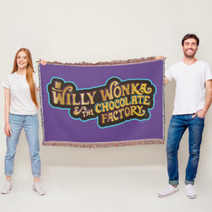 Manta Willy Wonka y el logotipo de la fábrica de chocol