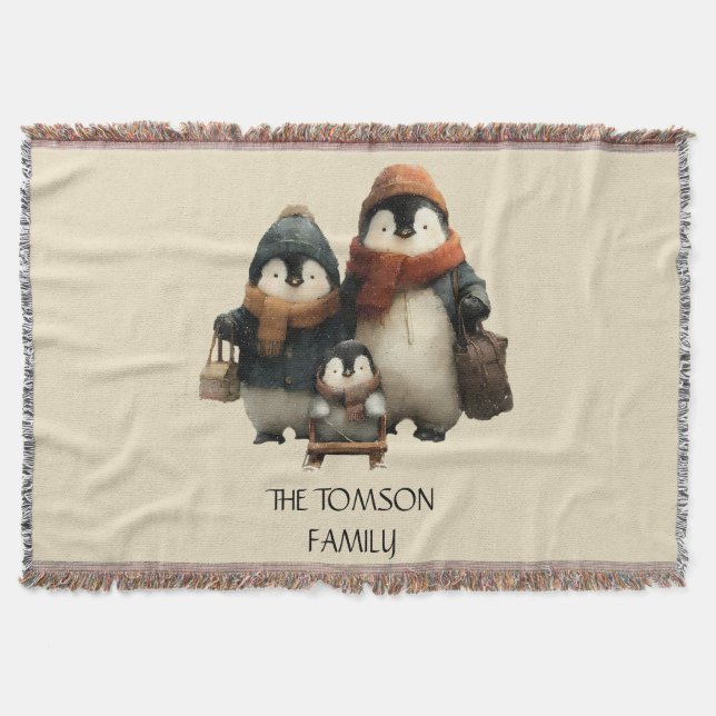 Manta Winter Penguin Family Personalized Design (Anverso)