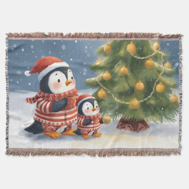 Manta  “Winter Wonderland Penguin Throw Blanket” (Anverso)