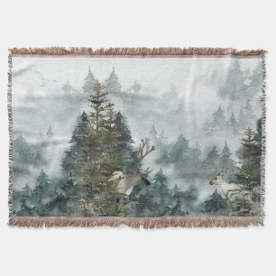 Manta Winter Woodland Foggy Mountain Stag Deer Th