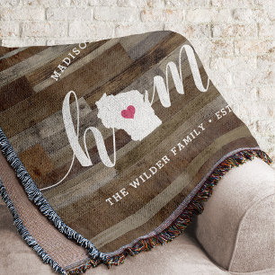 Manta Wisconsin Estado Natal Madera Personalizada con As