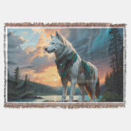 Manta Wolf Guardian Throw Blanket